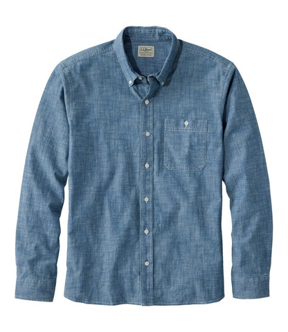 Men's Comfort Stretch® Chambray Shirt, Long-Sleeve, Slightly Fitted Untucked Fit L.L.Bean Trending