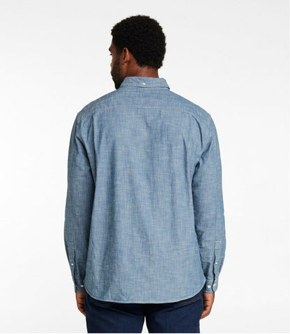 Men's Comfort Stretch® Chambray Shirt, Long-Sleeve, Slightly Fitted Untucked Fit L.L.Bean Trending