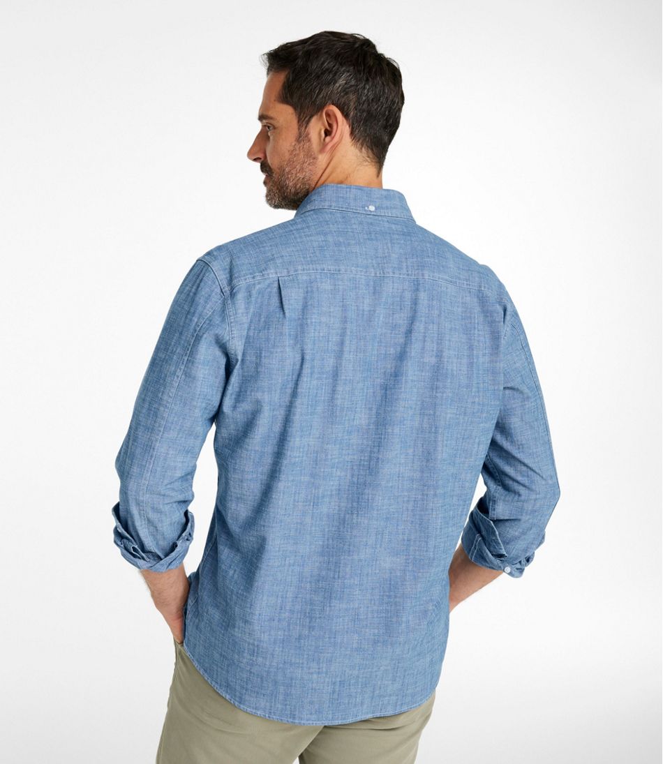 Men's Comfort Stretch® Chambray Shirt, Long-Sleeve, Slightly Fitted Untucked Fit L.L.Bean Trending