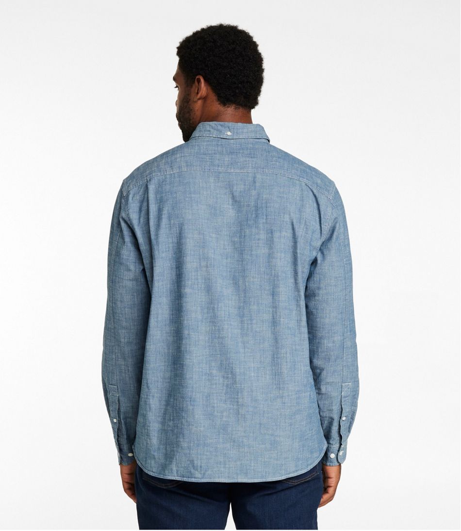 Men's Comfort Stretch® Chambray Shirt, Long-Sleeve, Slightly Fitted Untucked Fit L.L.Bean Trending