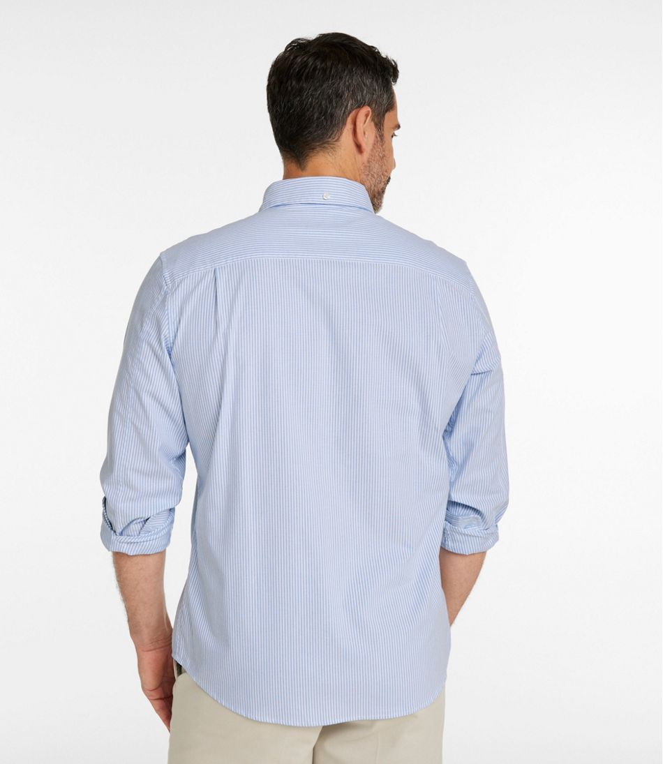 Men's Comfort Stretch Oxford Shirt, Slightly Fitted Untucked Fit, Stripe L.L.Bean Recommended