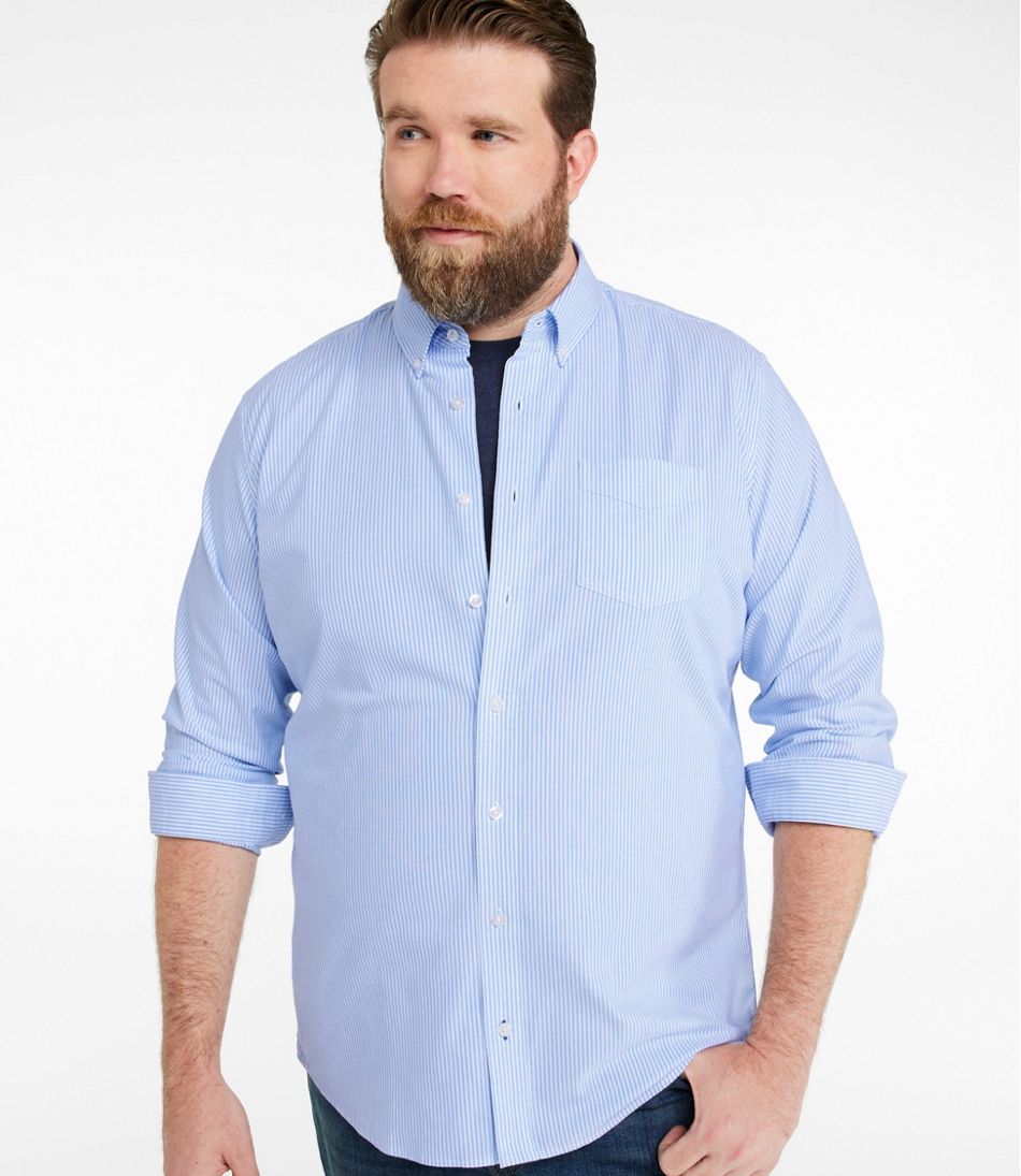 Men's Comfort Stretch Oxford Shirt, Slightly Fitted Untucked Fit, Stripe L.L.Bean Recommended