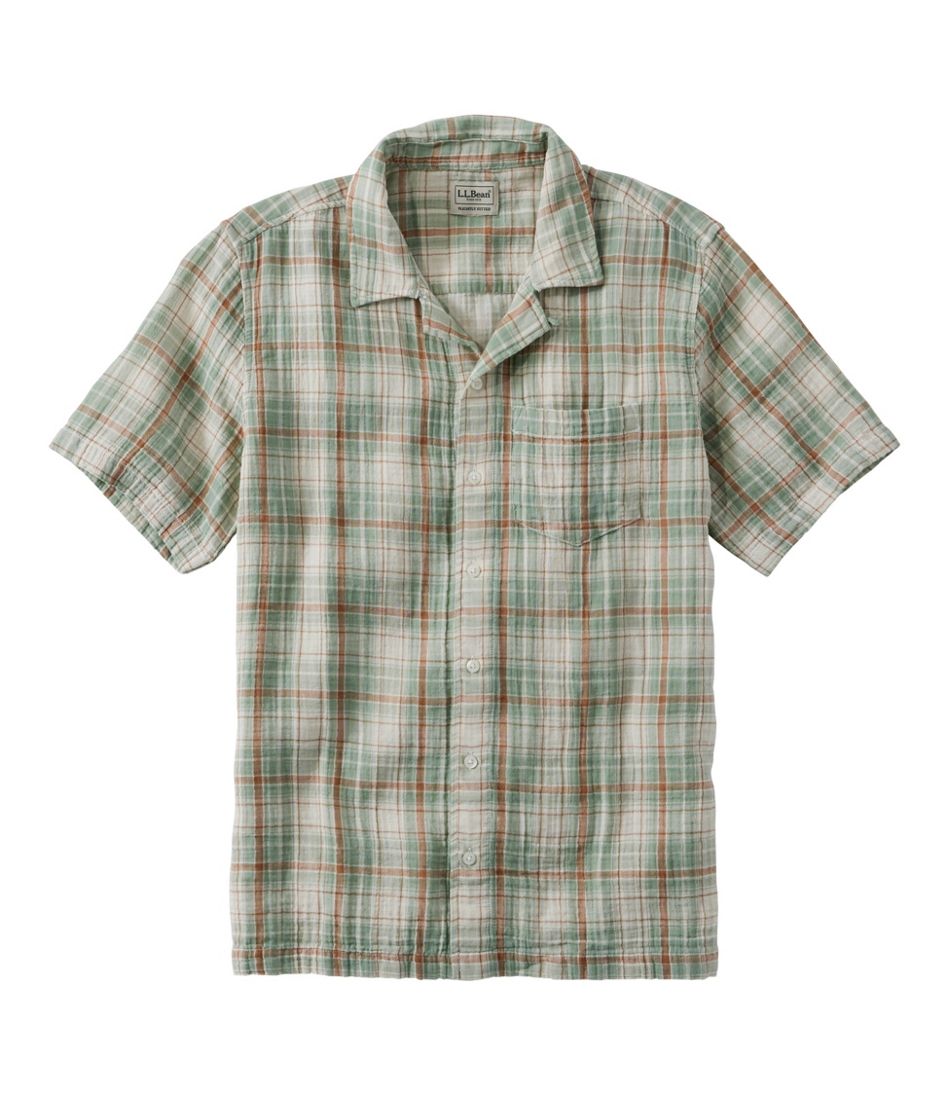 Men's Cloud Gauze Shirt, Short-Sleeve, Slightly Fitted Untucked Fit, Plaid L.L.Bean Top Pick