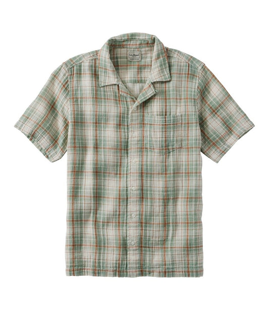 Men's Cloud Gauze Shirt, Short-Sleeve, Slightly Fitted Untucked Fit, Plaid L.L.Bean Top Pick