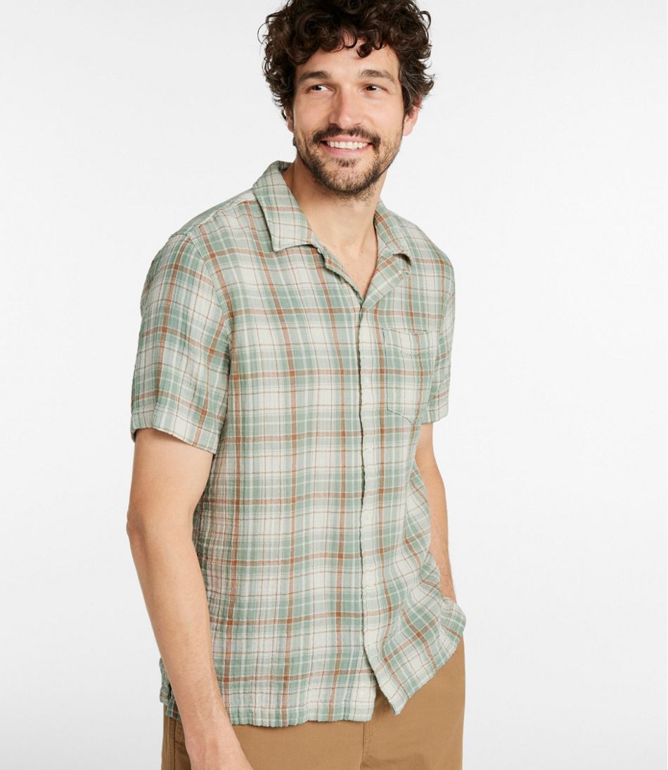 Men's Cloud Gauze Shirt, Short-Sleeve, Slightly Fitted Untucked Fit, Plaid L.L.Bean Top Pick