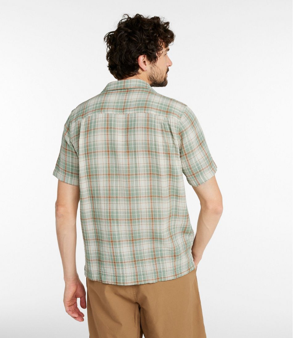Men's Cloud Gauze Shirt, Short-Sleeve, Slightly Fitted Untucked Fit, Plaid L.L.Bean Top Pick