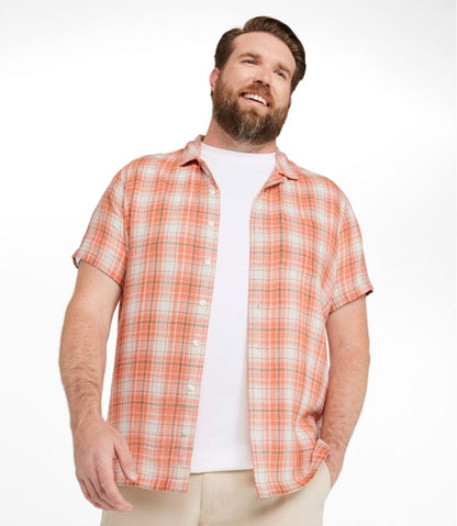 Men's Cloud Gauze Shirt, Short-Sleeve, Slightly Fitted Untucked Fit, Plaid L.L.Bean Top Pick