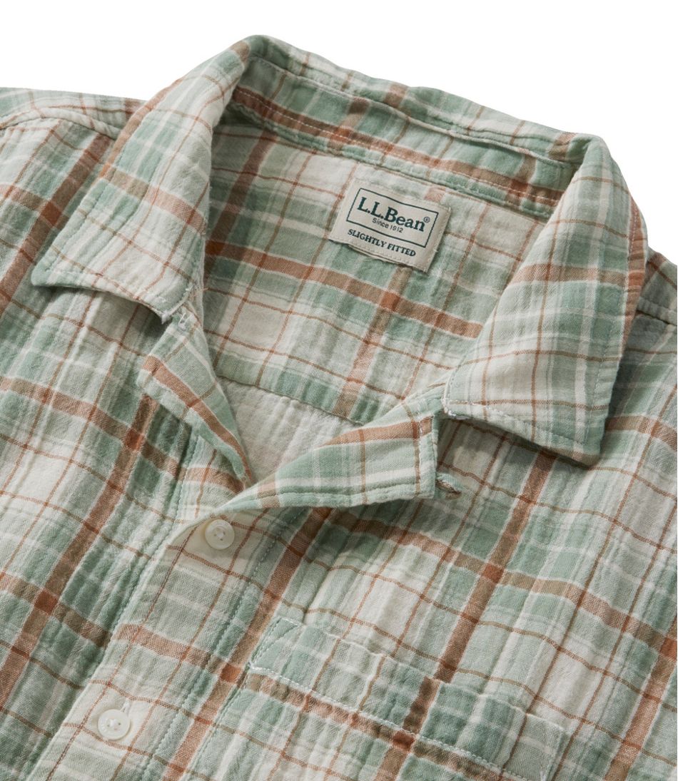 Men's Cloud Gauze Shirt, Short-Sleeve, Slightly Fitted Untucked Fit, Plaid L.L.Bean Top Pick