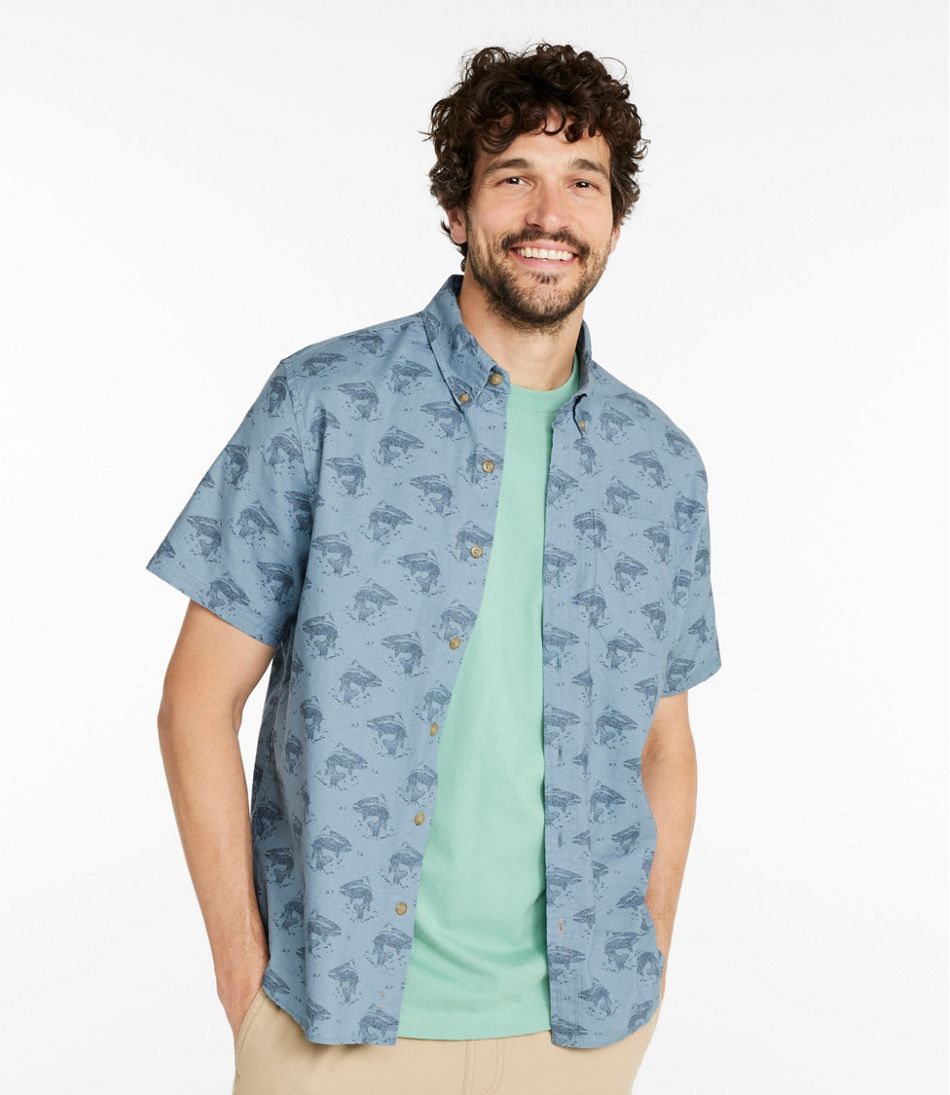 Men's Stonecoast Hemp Shirt, Short-Sleeve, Slightly Fitted Untucked Fit, Print L.L.Bean Everyday