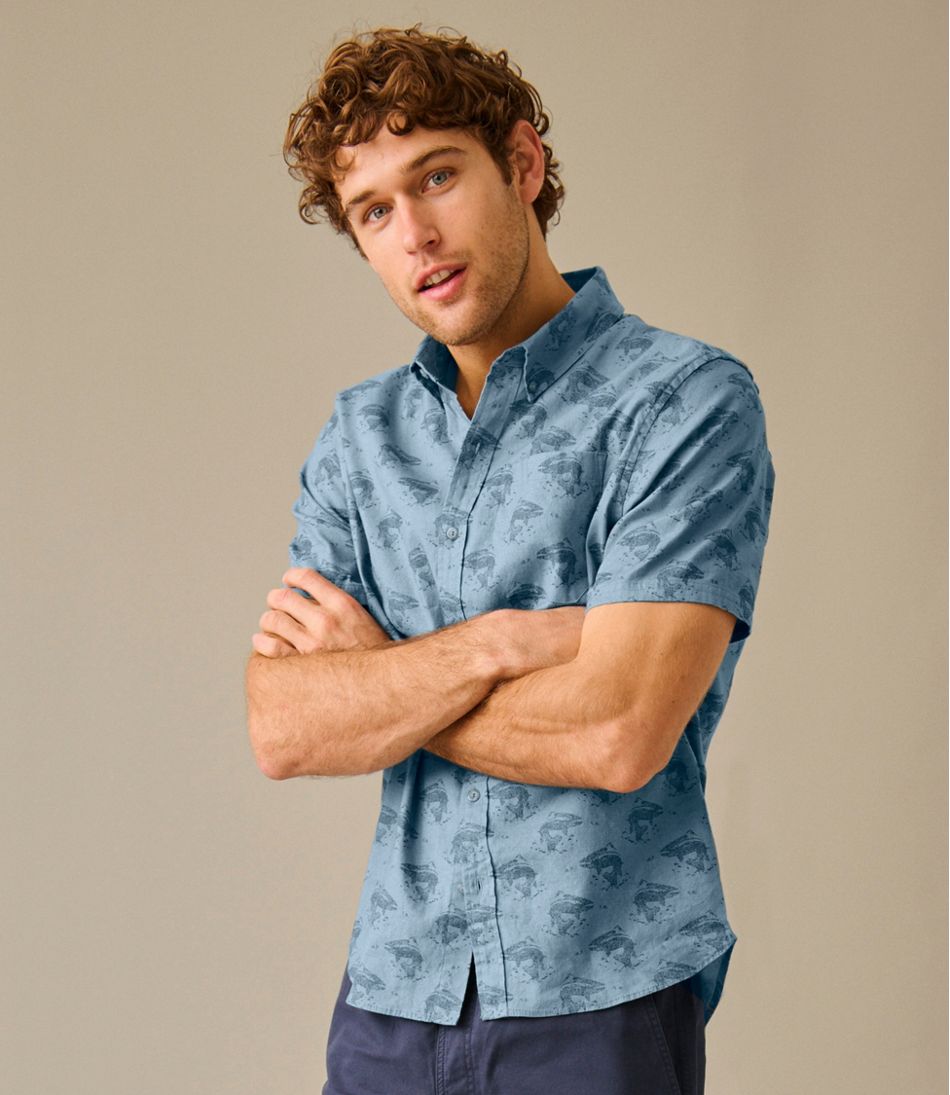 Men's Stonecoast Hemp Shirt, Short-Sleeve, Slightly Fitted Untucked Fit, Print L.L.Bean Everyday