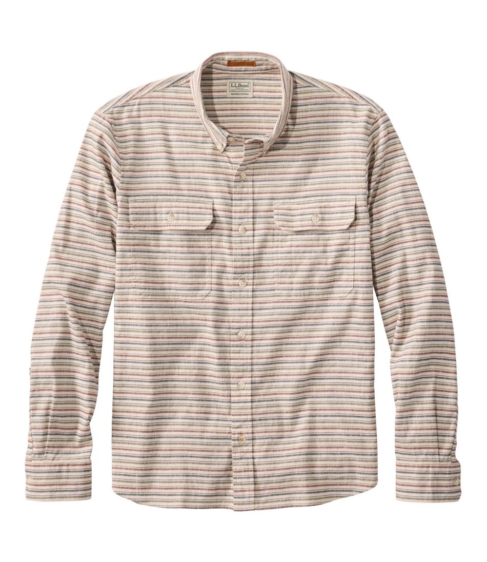 Men's Stonecoast Hemp Shirt, Long-Sleeve, Slightly Fitted Untucked Fit, Stripe L.L.Bean Value