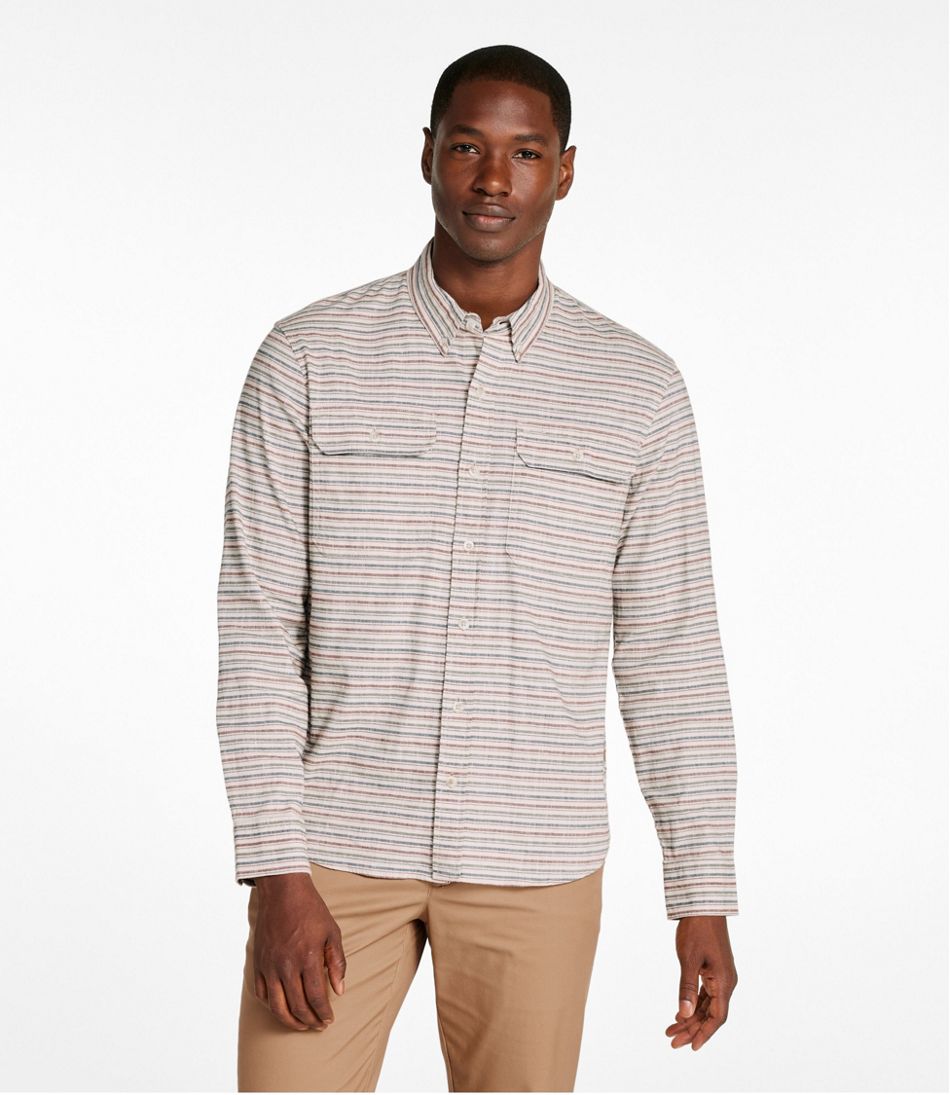Men's Stonecoast Hemp Shirt, Long-Sleeve, Slightly Fitted Untucked Fit, Stripe L.L.Bean Value