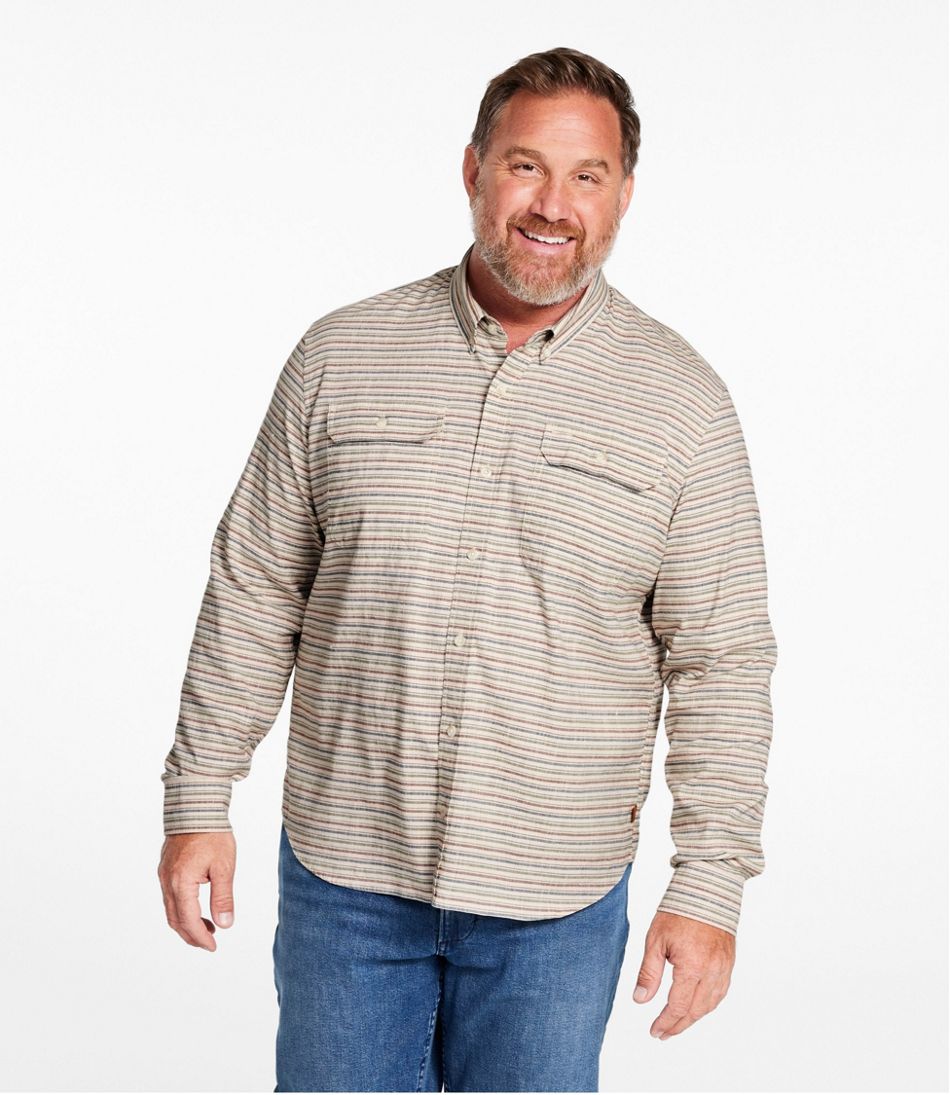 Men's Stonecoast Hemp Shirt, Long-Sleeve, Slightly Fitted Untucked Fit, Stripe L.L.Bean Value
