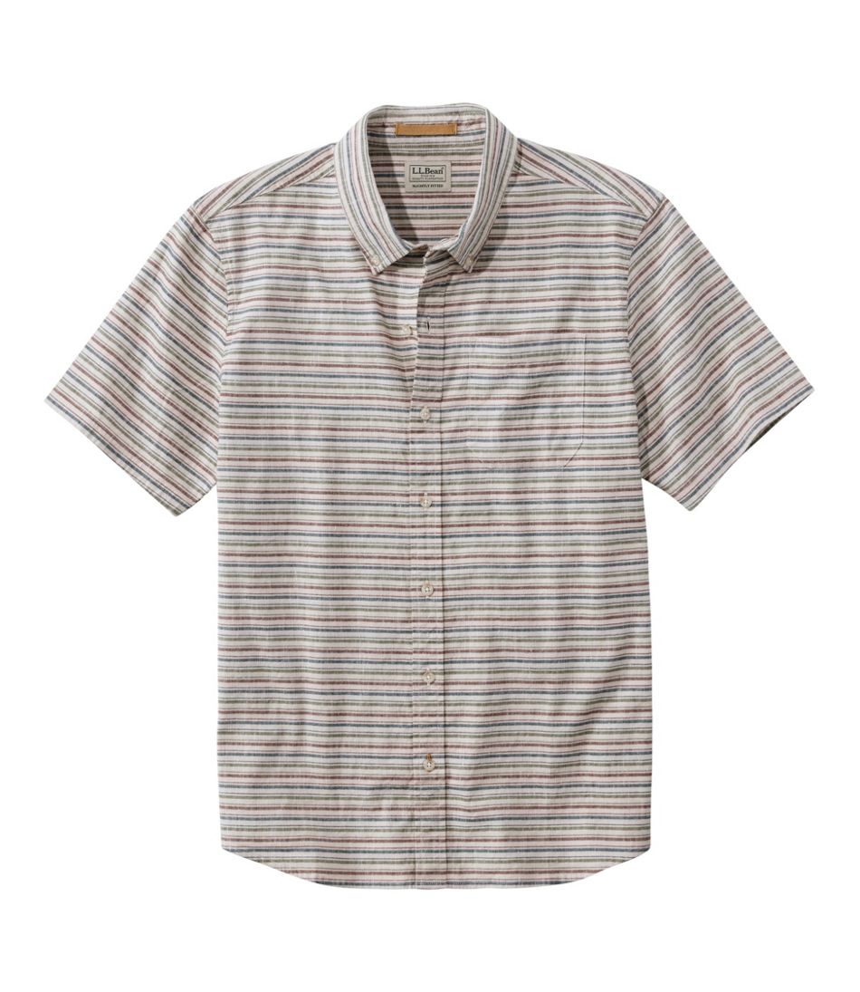 Men's Stonecoast Hemp Shirt, Short-Sleeve, Slightly Fitted Untucked Fit, Stripe L.L.Bean Featured