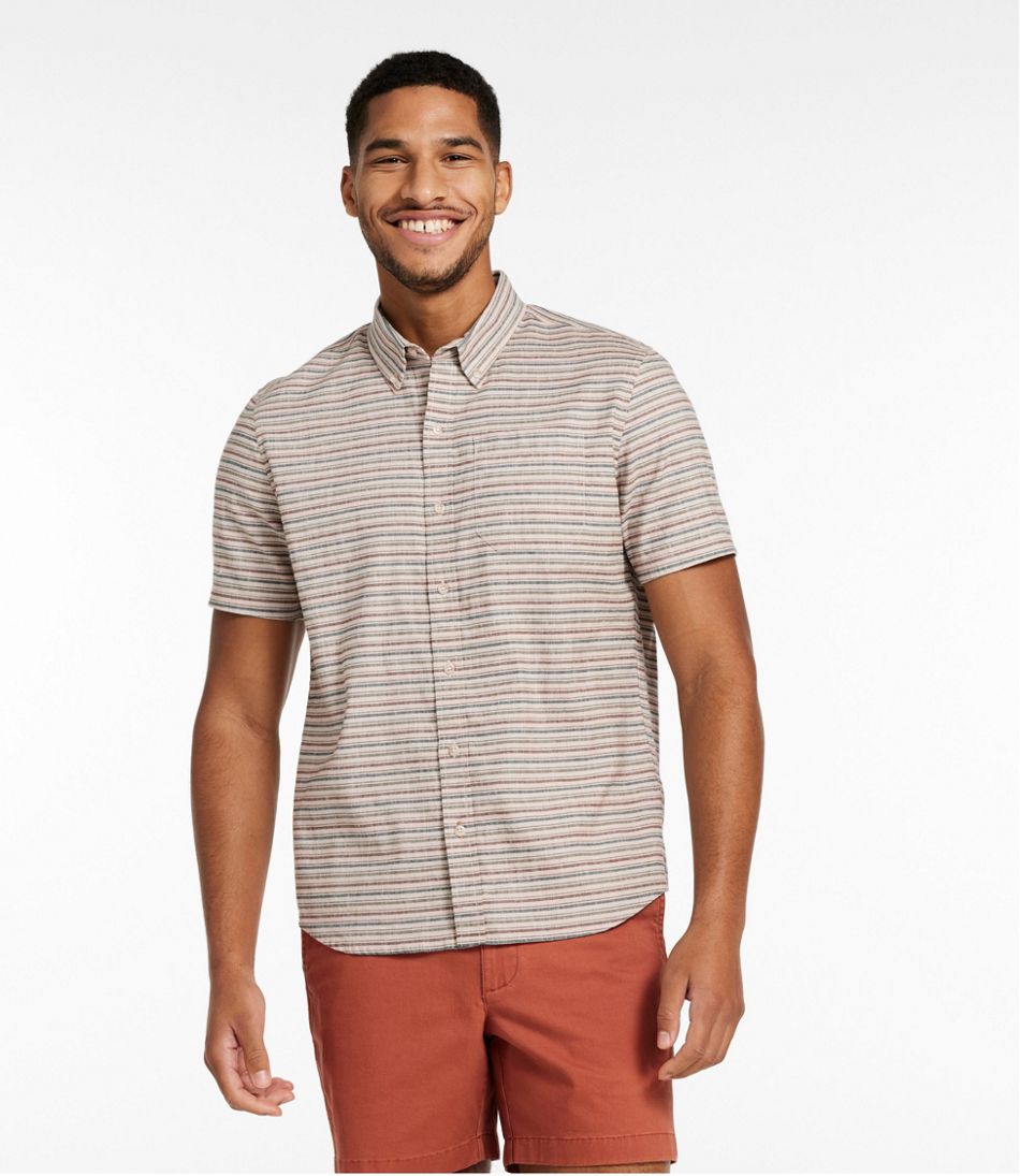 Men's Stonecoast Hemp Shirt, Short-Sleeve, Slightly Fitted Untucked Fit, Stripe L.L.Bean Featured