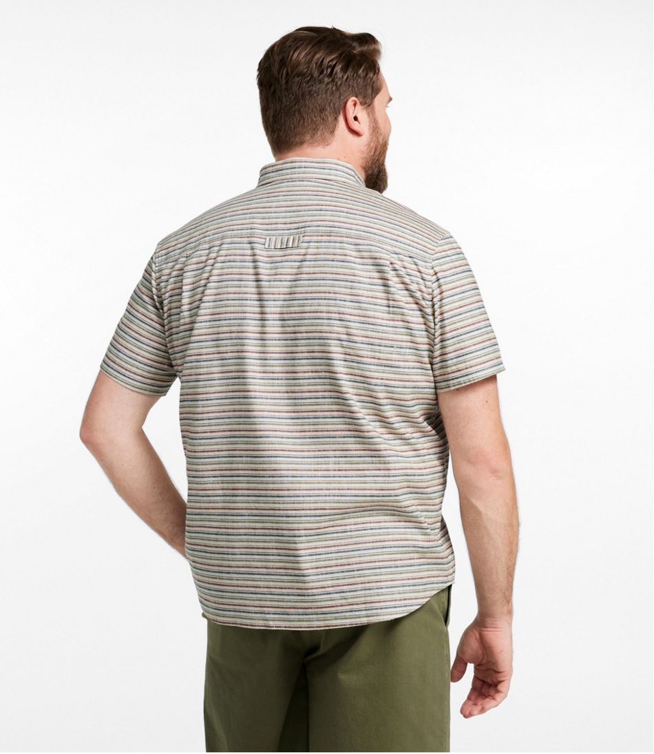 Men's Stonecoast Hemp Shirt, Short-Sleeve, Slightly Fitted Untucked Fit, Stripe L.L.Bean Featured