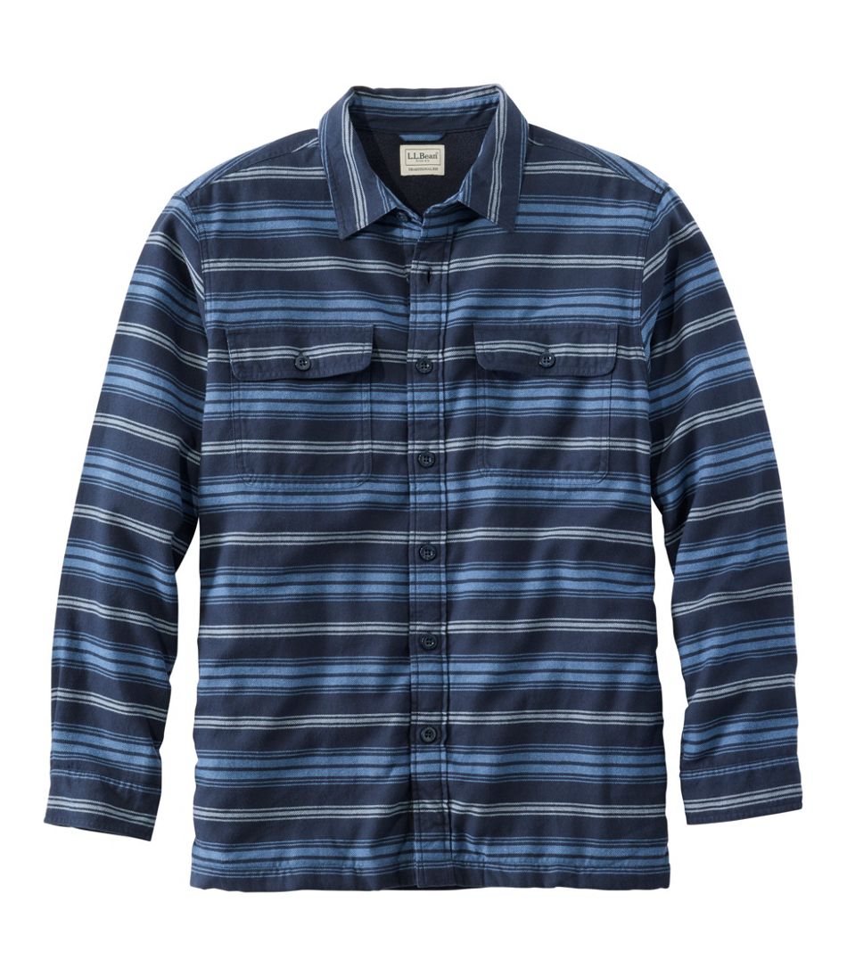 Men's Fleece-Lined Flannel Shirt, Traditional Fit, Stripe L.L.Bean Popular