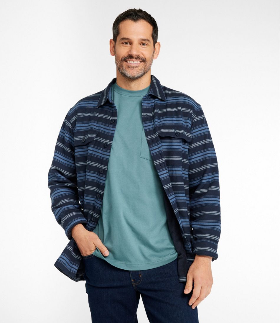 Men's Fleece-Lined Flannel Shirt, Traditional Fit, Stripe L.L.Bean Popular