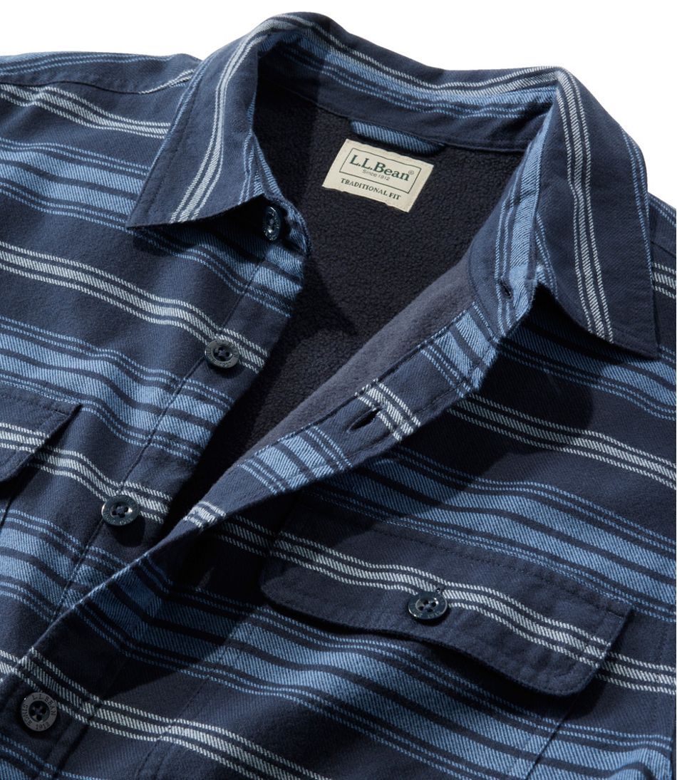 Men's Fleece-Lined Flannel Shirt, Traditional Fit, Stripe L.L.Bean Popular