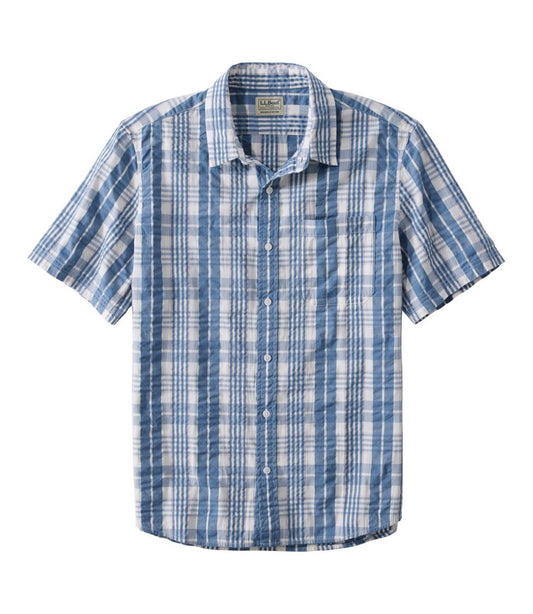 Men's Organic Cotton Seersucker Shirt, Short-Sleeve, Slightly Fitted, Plaid L.L.Bean Recommended