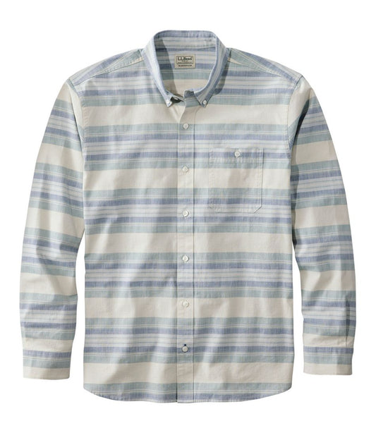 Men's Comfort Stretch Chambray Shirt, Traditional Untucked Fit, Long-Sleeve, Stripe L.L.Bean Classic