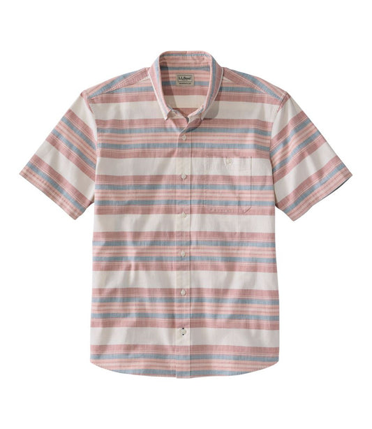 Men's Comfort Stretch Chambray Shirt, Traditional Untucked Fit, Short-Sleeve, Stripe L.L.Bean Featured