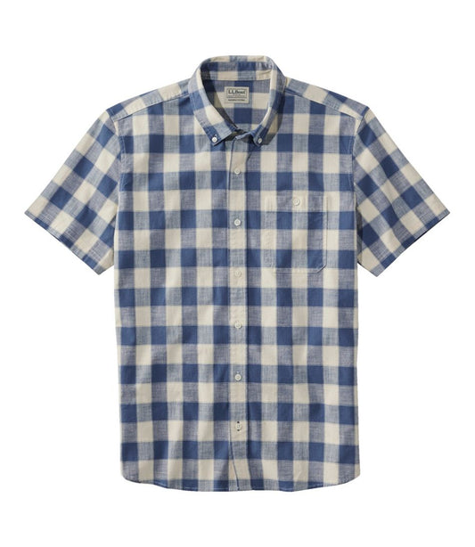 Men's Comfort Stretch® Chambray Shirt, Slightly Fitted Untucked Fit, Short-Sleeve, Plaid L.L.Bean Trending