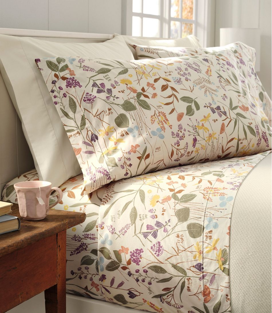 Birch Floral Percale Sheet Collection L.L.Bean Essential