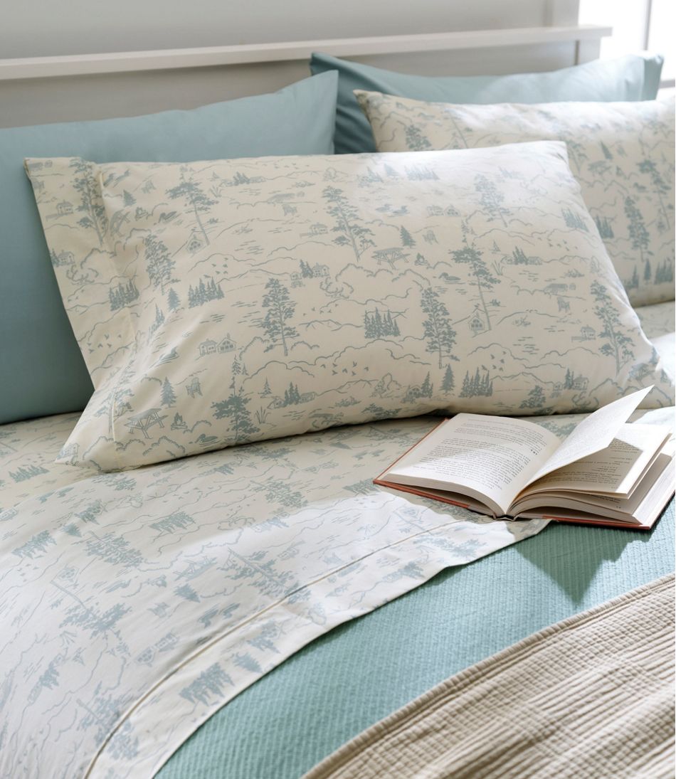 Lakeside Toile Percale Sheet Collection L.L.Bean Premium