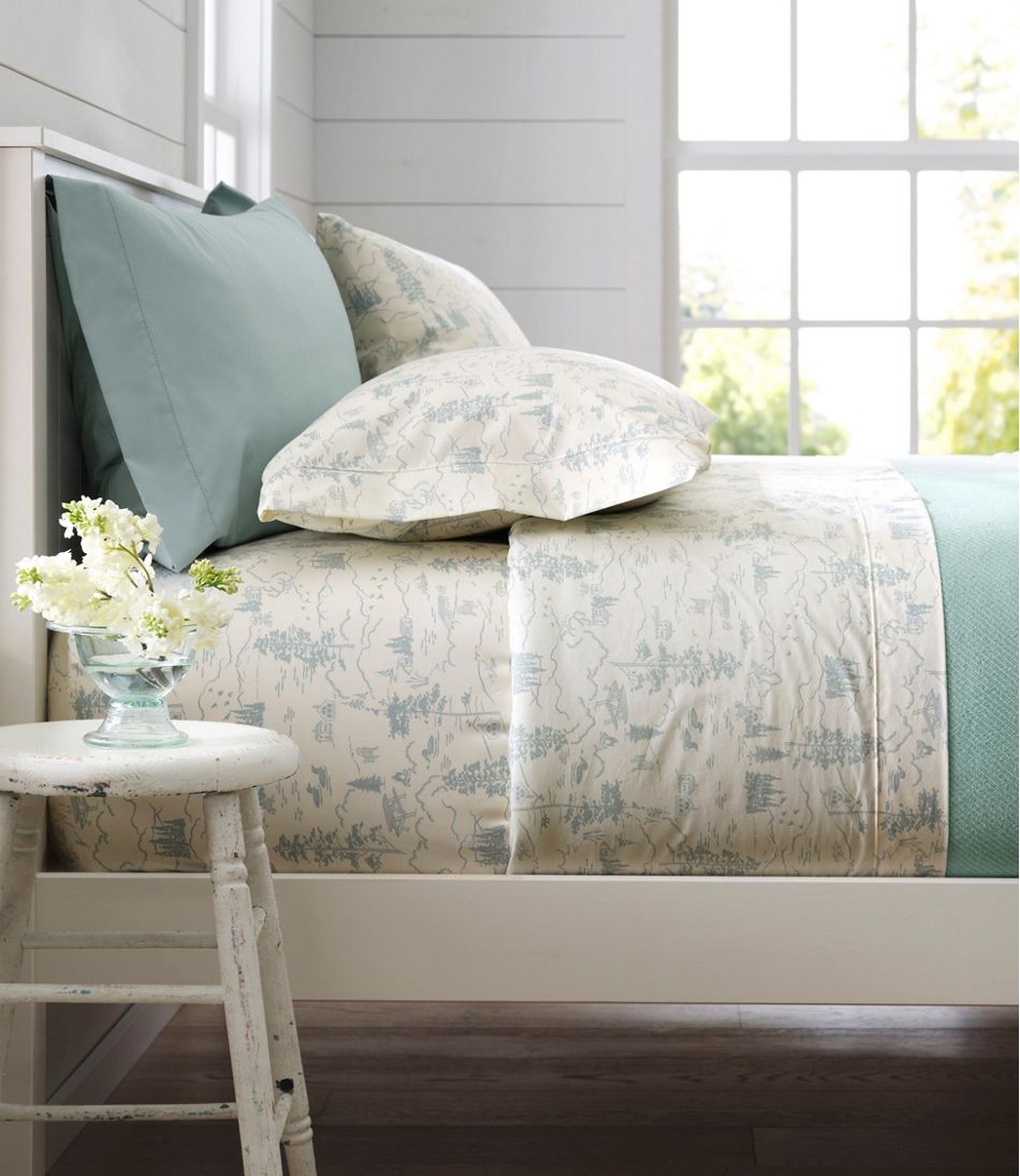 Lakeside Toile Percale Sheet Collection L.L.Bean Premium