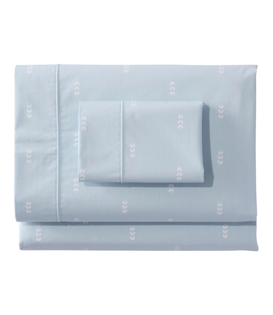 Sunwashed Percale Sheet Collection, Stamped Leaf Print L.L.Bean New