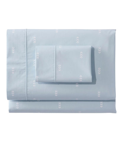 Sunwashed Percale Sheet Collection, Stamped Leaf Print L.L.Bean New