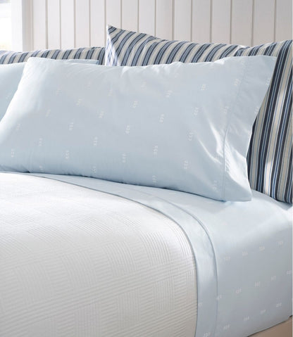 Sunwashed Percale Sheet Collection, Stamped Leaf Print L.L.Bean New