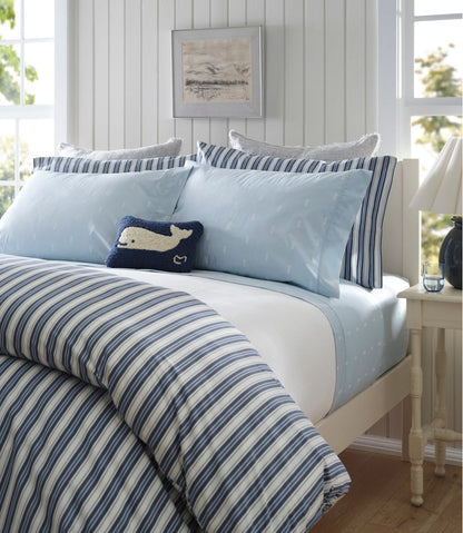 Sunwashed Percale Sheet Collection, Stamped Leaf Print L.L.Bean New