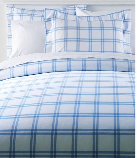 280-Thread-Count Pima Cotton Percale Comforter Cover Collection, Windowpane L.L.Bean Featured