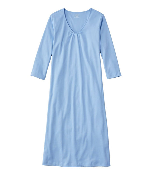 Women's Supima Cotton Nightgown, V-Neck Three-Quarter-Sleeve L.L.Bean Everyday
