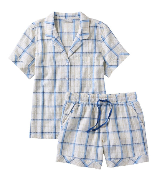 Women's Bean's Seacoast Seersucker Short Set L.L.Bean New
