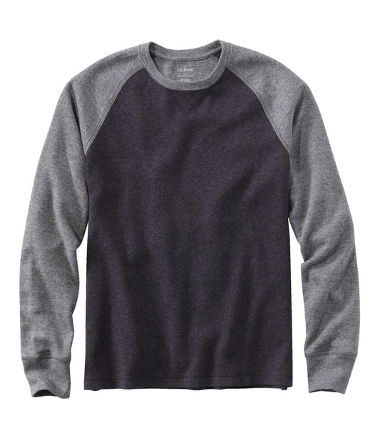 Men's Washed Cotton Double-Knit Crewneck, Slightly Fitted Long-Sleeve Colorblock L.L.Bean Classic