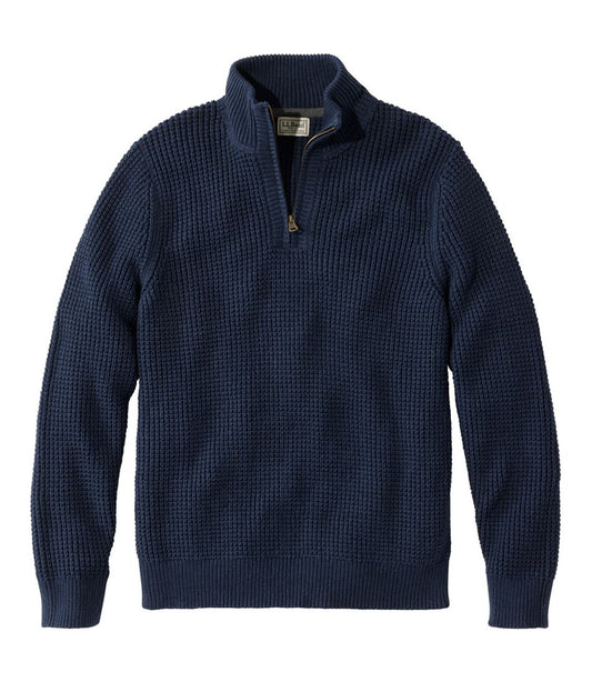 Men's Organic Cotton Waffle Sweater, Quarter Zip L.L.Bean Classic