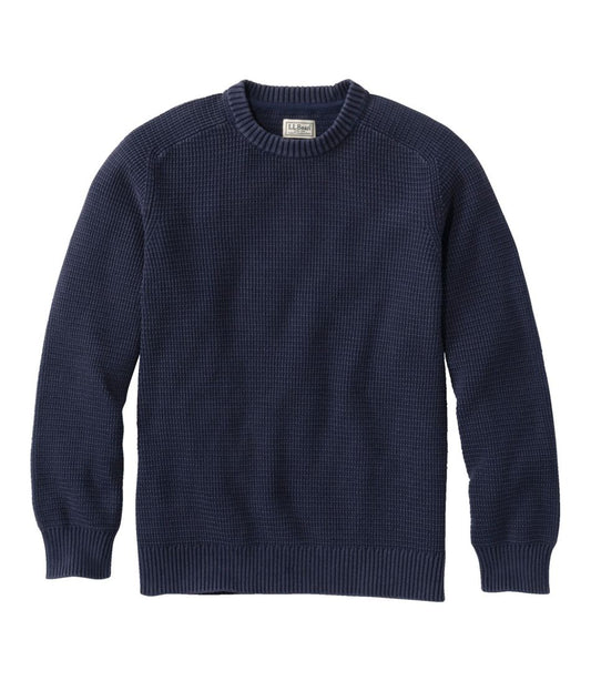 Men's Sunwashed Textured Cotton Sweater, Crewneck L.L.Bean Premium