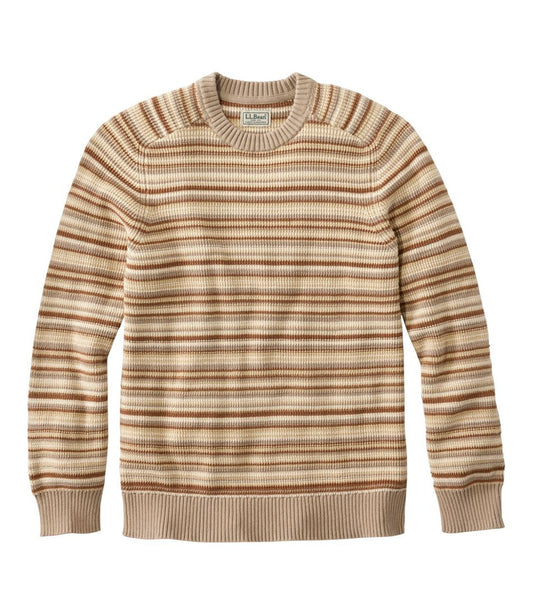 Men's Sunwashed Textured Cotton Sweater, Crewneck, Stripe L.L.Bean Recommended
