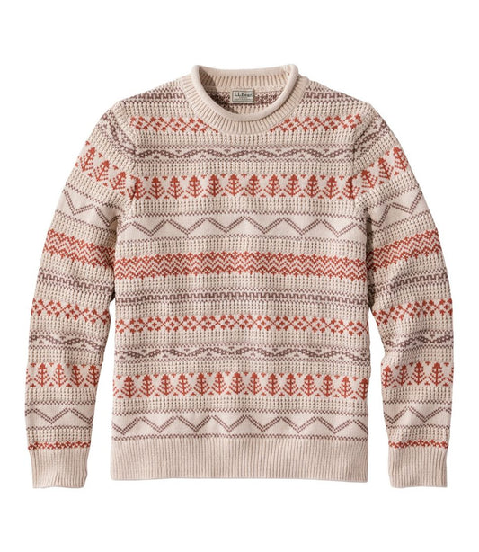 Men's L.L.Bean Organic Cotton Waffle Sweater, Crewneck, Fair Isle L.L.Bean Classic