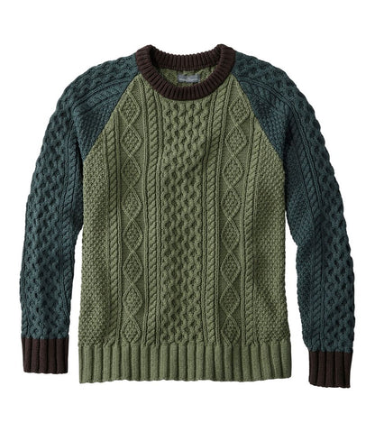 Men's Signature Cotton Fisherman Sweater, Crewneck, Colorblock L.L.Bean Featured