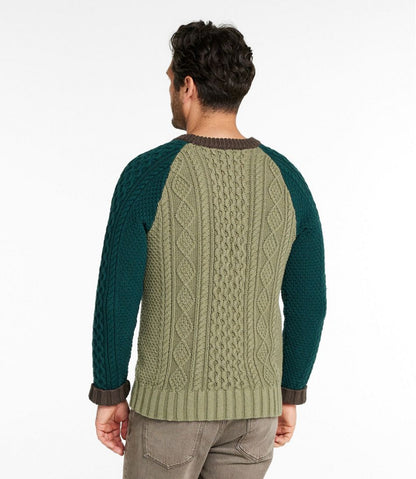 Men's Signature Cotton Fisherman Sweater, Crewneck, Colorblock L.L.Bean Featured