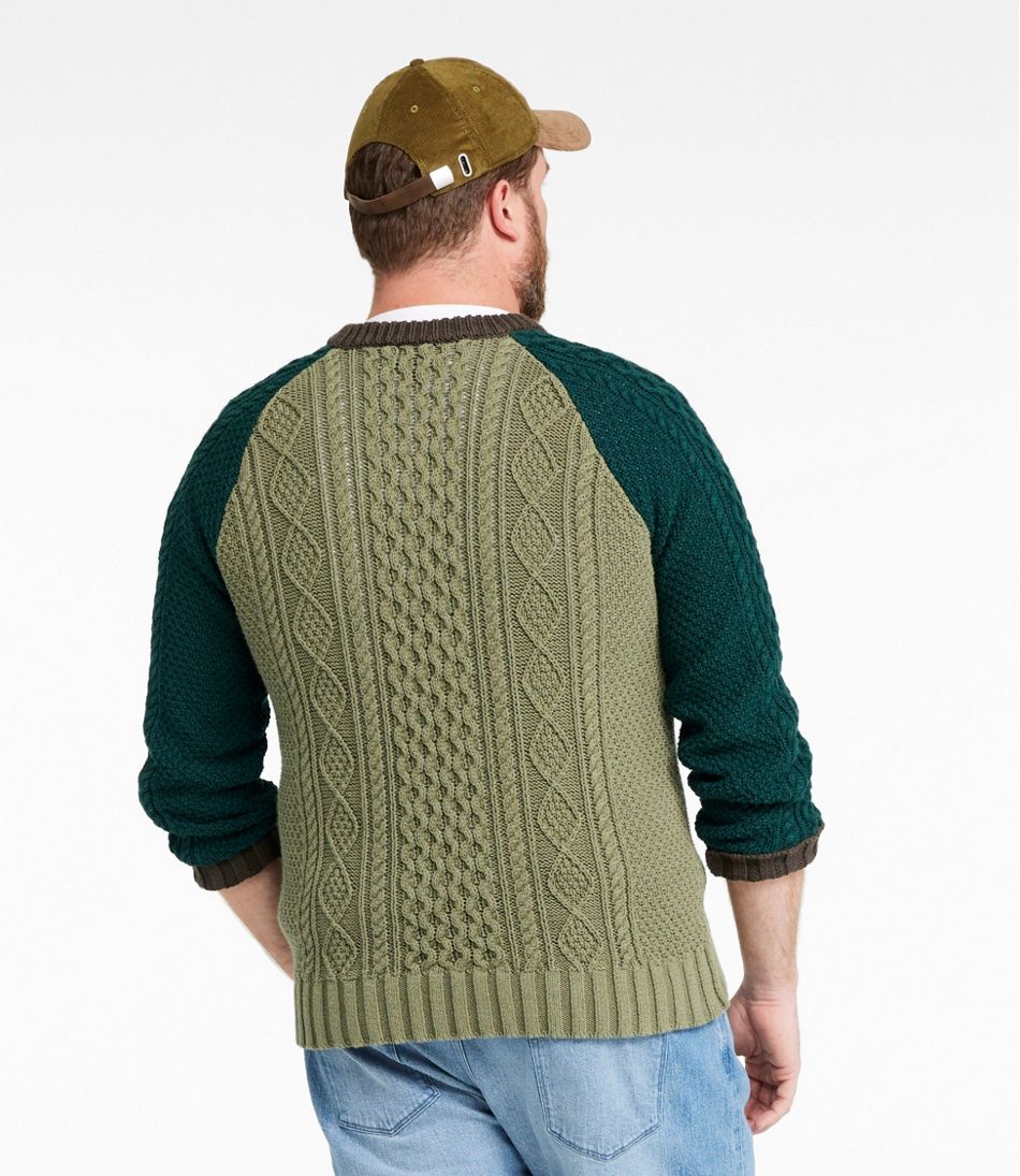 Men's Signature Cotton Fisherman Sweater, Crewneck, Colorblock L.L.Bean Featured