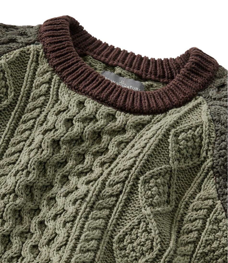 Men's Signature Cotton Fisherman Sweater, Crewneck, Colorblock L.L.Bean Featured
