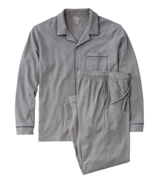 Men's Bean's Cotton Knit Pajamas, Button-Front PJ Set L.L.Bean Essential