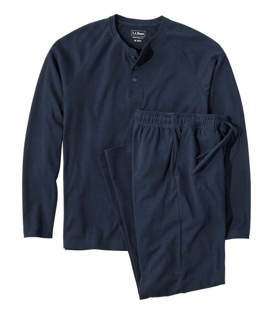 Men's Bean's Cotton Knit Pajamas, Henley PJ Set L.L.Bean Everyday