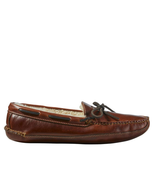 Men's Leather Double-Sole Slippers, Shearling-Lined L.L.Bean Classic