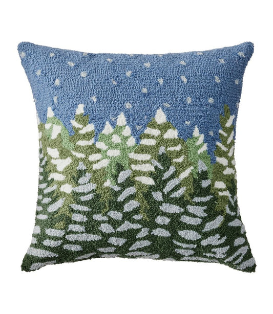 Indoor/Outdoor Hooked Pillow, Frosted Trees L.L.Bean Top Pick